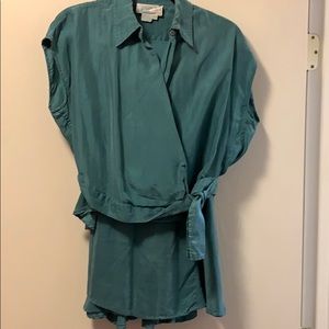 Vintage 100% Silk Crop top w/ flowing skirt set  S